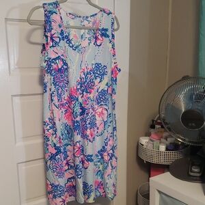 Lilly Pulitzer Floral Sleeveless Aron Dress - Pink and Blue
